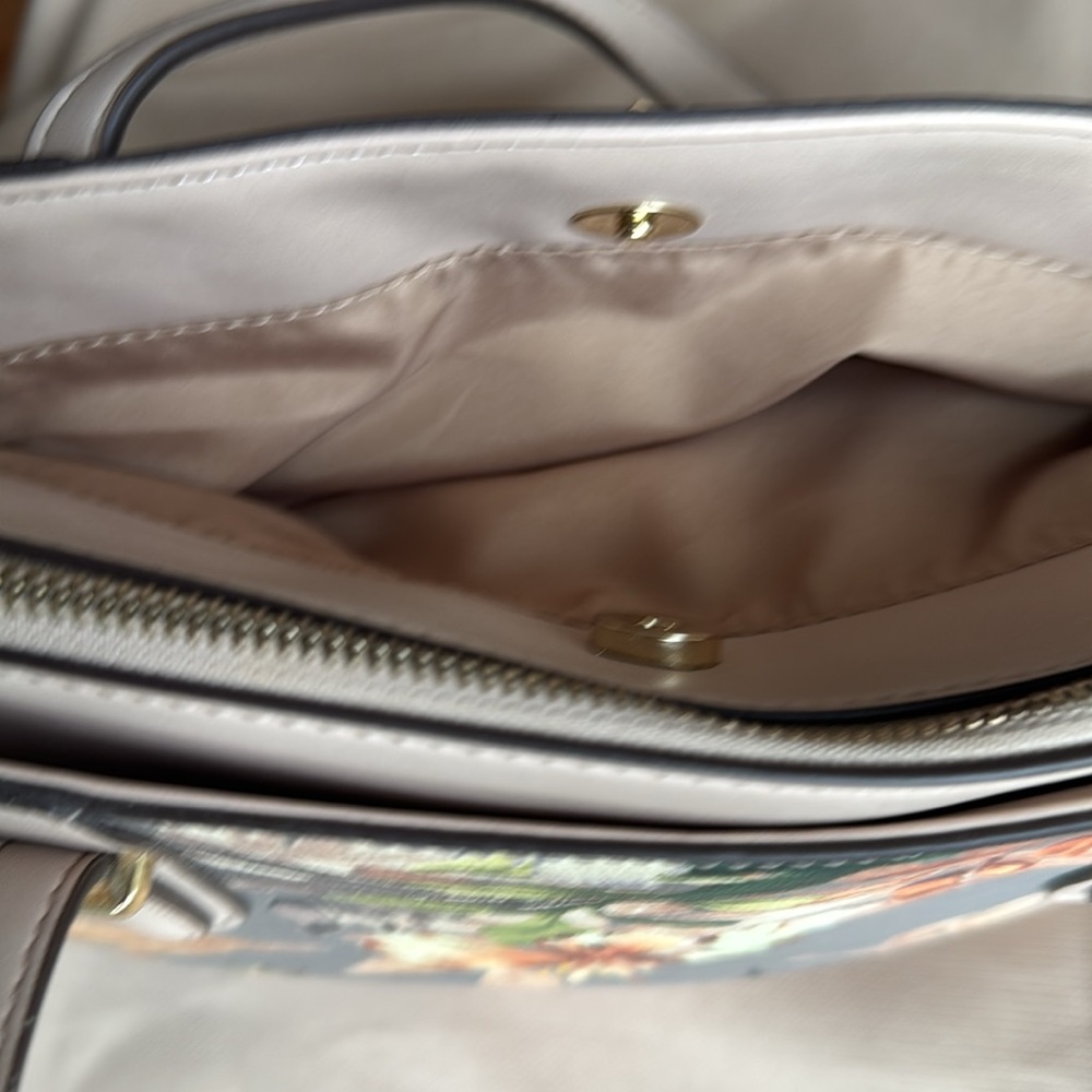 Nine West Neutral Floral Print Satchel/Tote - Picture 5 of 13
